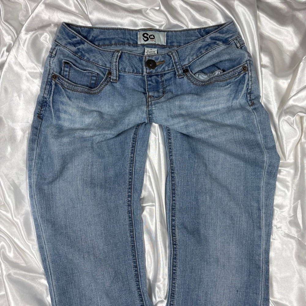 y2k SO Capri Jeans Light Wash Low Rise Cropped Denim Pants Size 3 - Picture 3 of 8